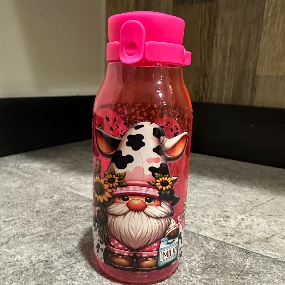 Pink Gnome Water Bottle 16oz